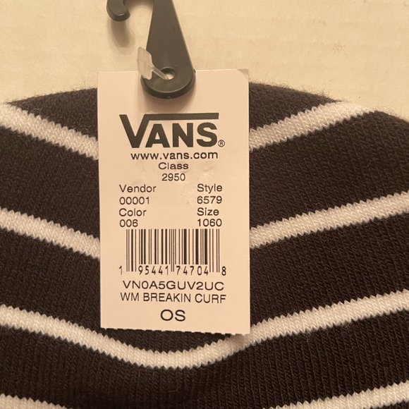 NWT Vans Off The Wall Women's Breakin Curfew Black Striped Beanie Onesize - Picture 5 of 10